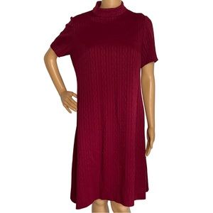 Vintage 60s Burgundy Mock Neck Mid Century Dress
